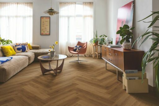 QuickStep Alpha Ciro, Botanic Caramel Oak Herringbone Vinyl Flooring, 126x6x630mm  thumb 1