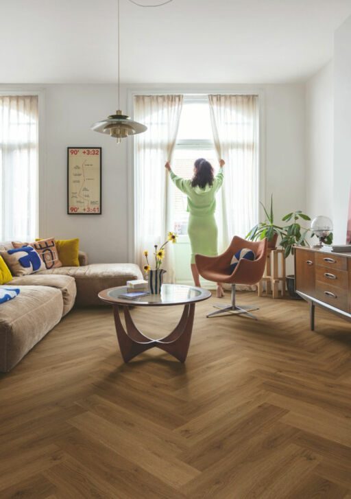 QuickStep Alpha Ciro, Botanic Caramel Oak Herringbone Vinyl Flooring, 126x6x630mm  thumb 2