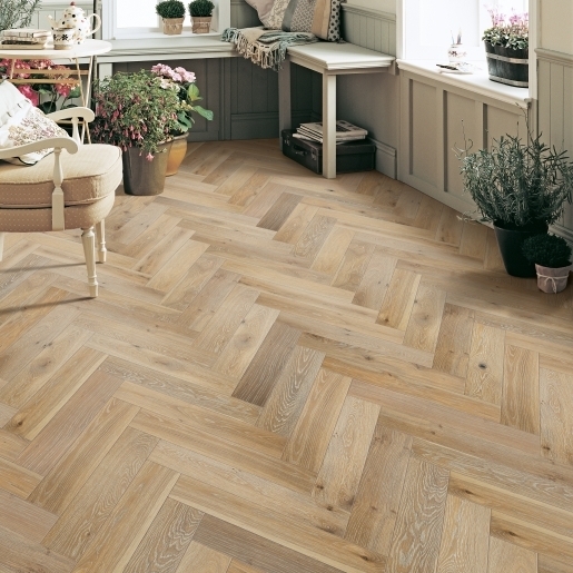 Elka Whitewashed Oak Herringbone Engineered Flooring, 120x14x600mm Image 2