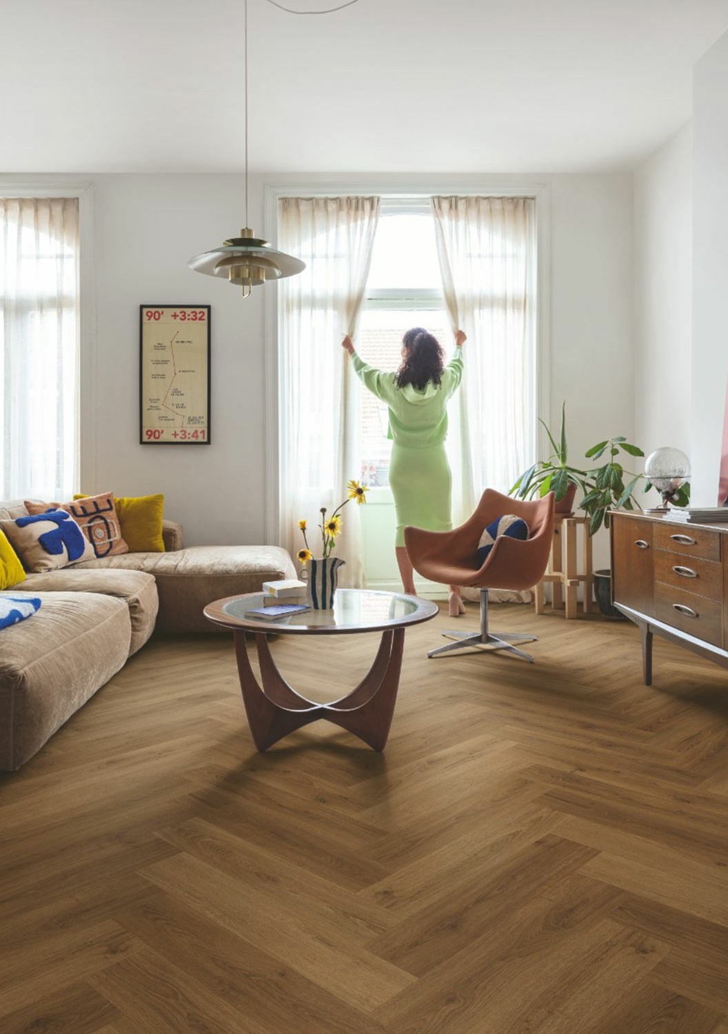 QuickStep Alpha Ciro, Botanic Caramel Oak Herringbone Vinyl Flooring, 126x6x630mm Image 2