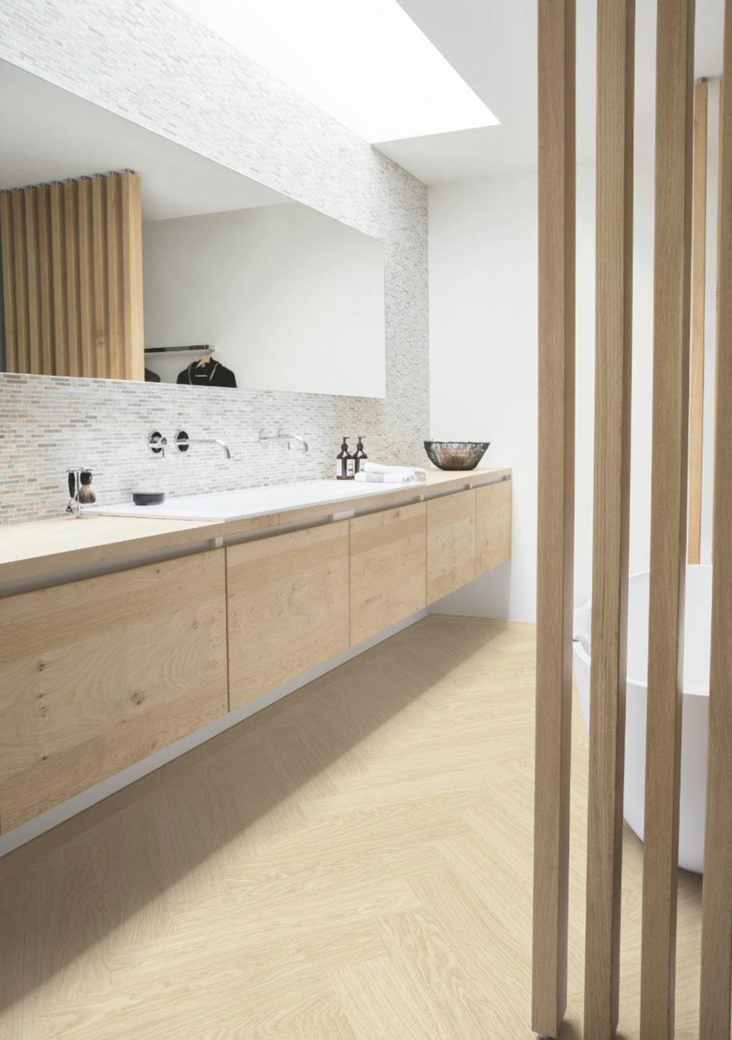 QuickStep Alpha Ciro, Pure Oak Polar Herringbone Vinyl Flooring, 126x6x630mm Image 2