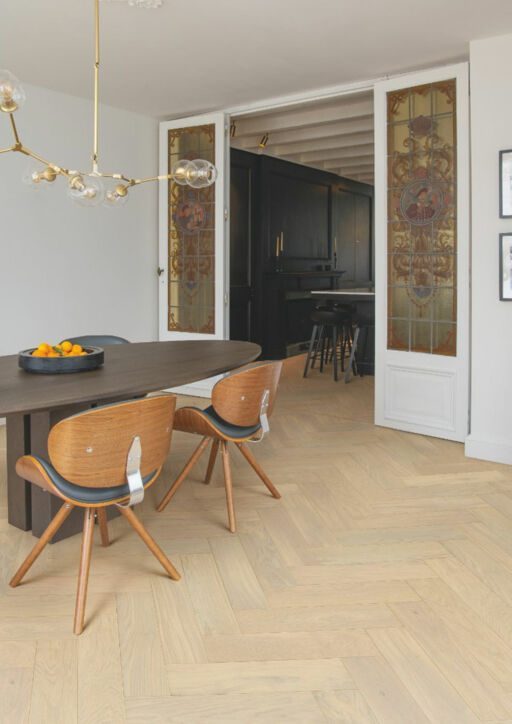 QuickStep Disegno Creamy Oak Engineered Parquet Flooring, Extra Matt Lacquered, 145x13.5x580mm